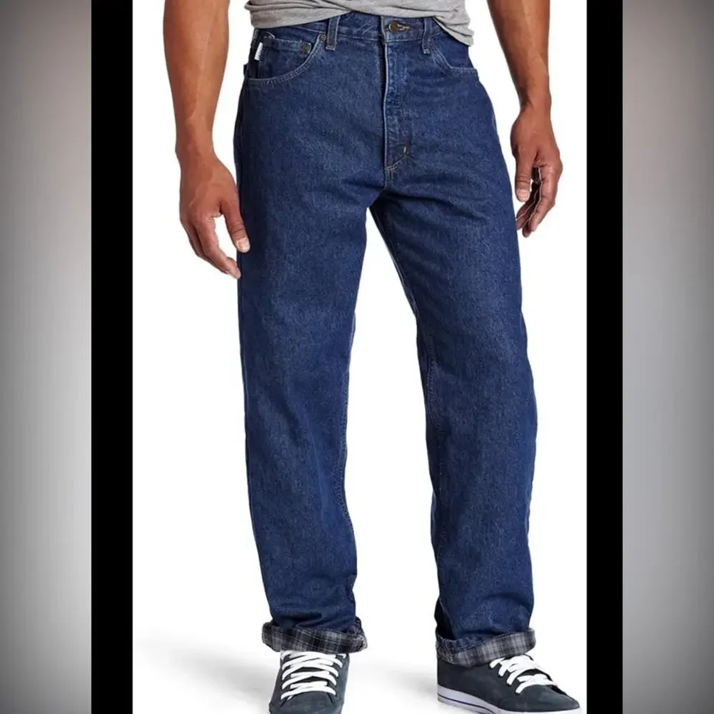CARHARTT RELAXED FIT FLANNEL-LINED 5-POCKET JEANS 38x30 38